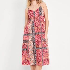 Old Navy Pink Paisley Cami Midi Dress - Size Medium